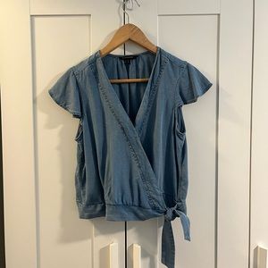 Denim Wrap Blouse